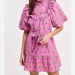 Elegant Pink Floral Mini Dress